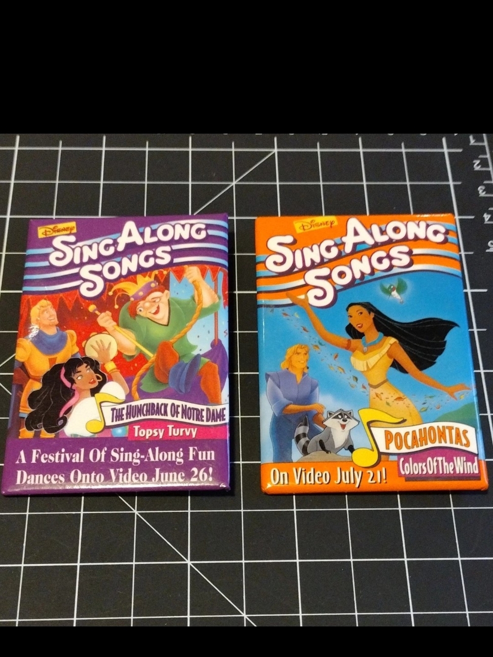 Rare Disney Sing Along Songs Pins LOT of 2 Pocahontas & Hunchback Of Notre Dame